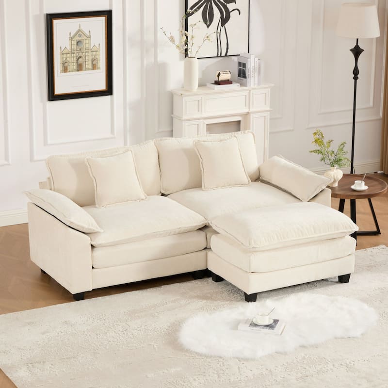Roomfitters Cloud Loveseat Sofa, Modern Chenille Upholstered 2-Seater with Deep Cushions and Wide Armrests