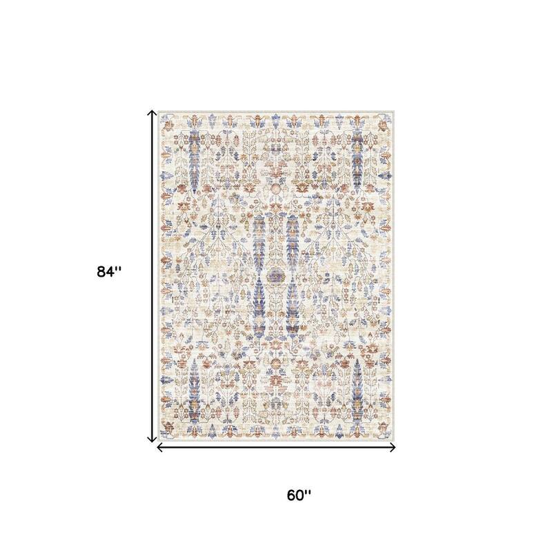 HomeRoots Floral Medallion Modern Rectangle Area Rug