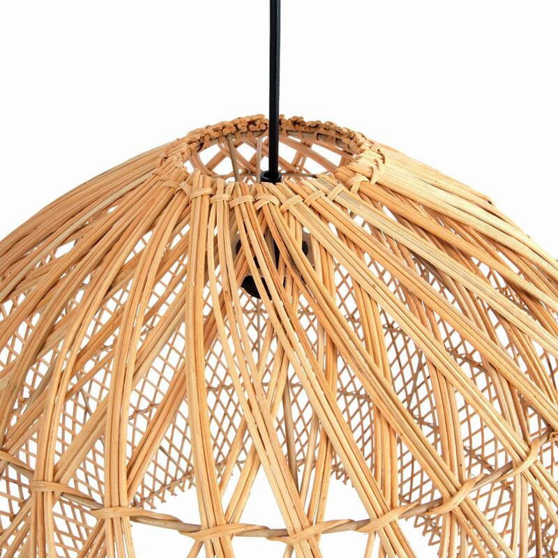 Glow Globe Chandelier with Rattan Shade, Brown
