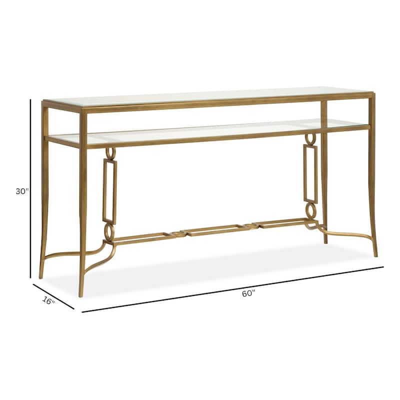 Magnussen Home Lorena Burnished Brass Rectangular Sofa Table - 60''W x 16''D x 30''H