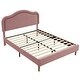 preview thumbnail 67 of 66, Velvet Upholstered Platform Bed Smart LED Bed Frame with Adjustable Height Headboard, Noise-Free Slat Support for Night's Sleep