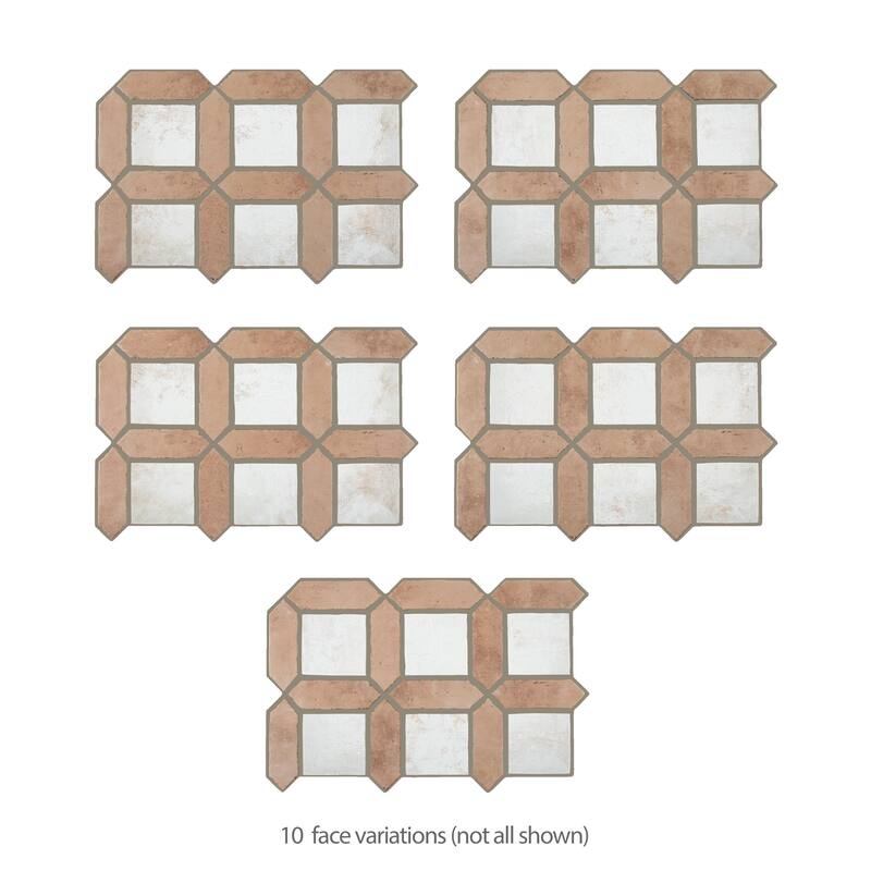 Merola Tile Picket Arenta Cotto with White Square 14-5/8" x 22-1/2" Porcelain Floor and Wall Tile