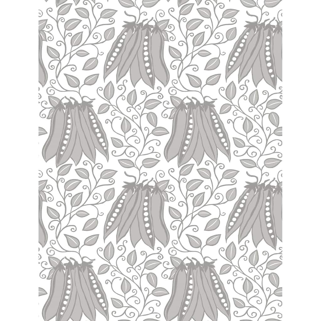A-Street Prints Peas in a Pod Light Grey Garden Wallpaper