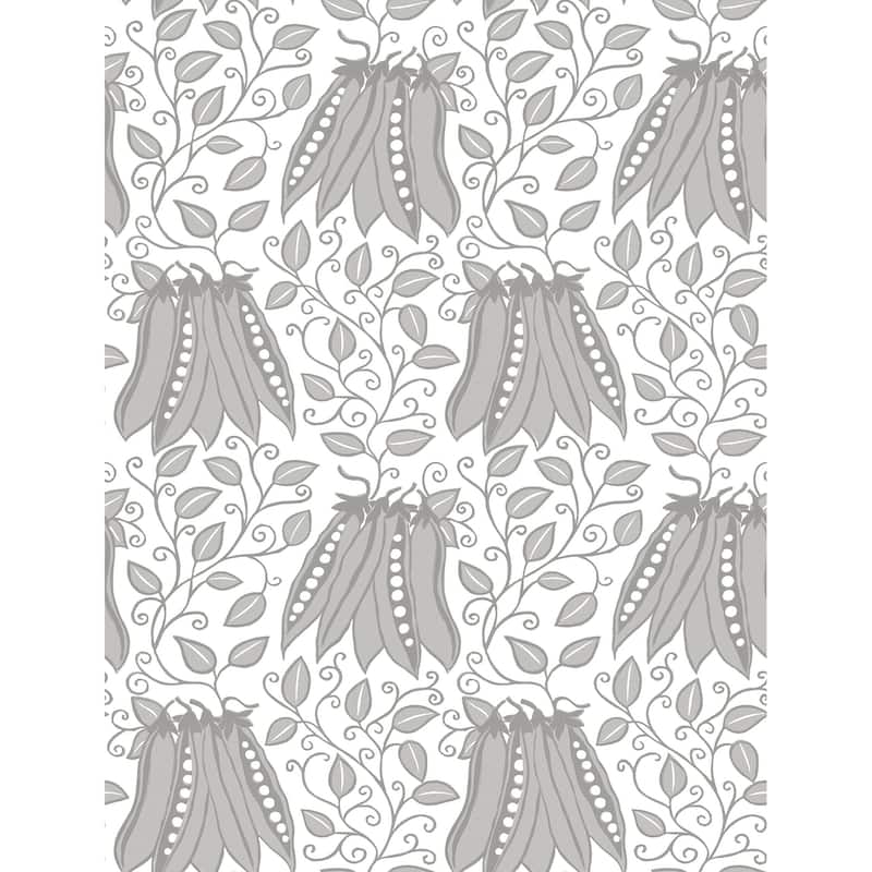 A-Street Prints Peas in a Pod Light Grey Garden Wallpaper
