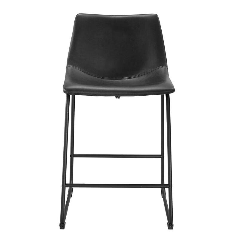 Industrial Faux Leather Counter Stools for Living Room, Bedroom and Office, Set of 2