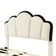 preview thumbnail 14 of 28, Beige Full Upholstered Bed with LED and Two Drawers