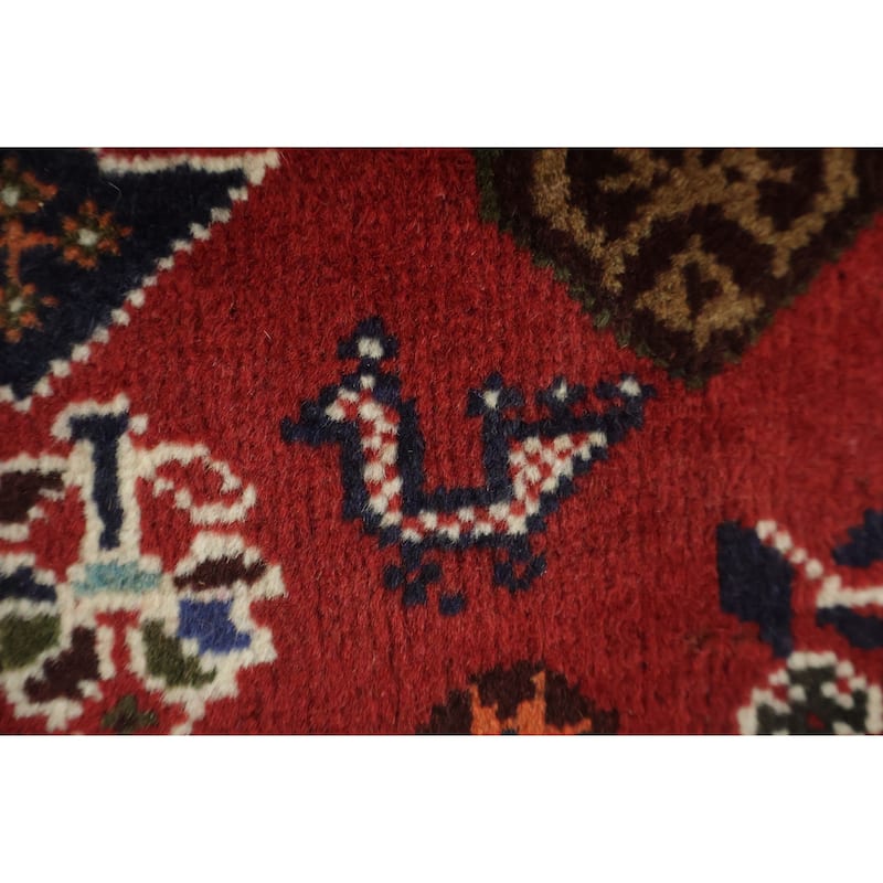 Hand Knotted Oriental 100% Wool Carpet Traditional Tribal Red Shiraz Area Rug - 6' 0'' X 4' 1''