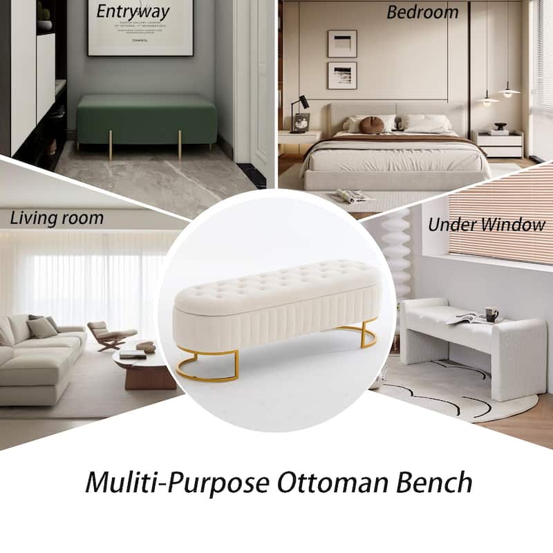 Velvet Storage Bench for Bedroom