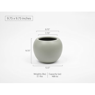 Indoor/Outdoor Large Nordic Minimalist Fiberstone Lightweight Round Curve Balloon Ball Tapered Decor Planter Pot - 16, 10 in