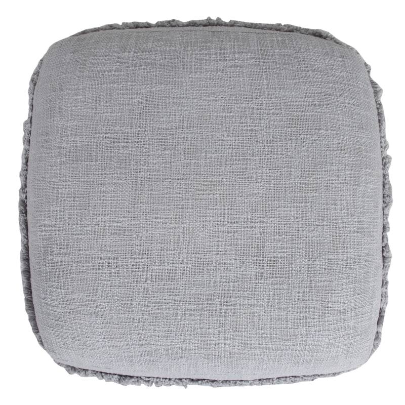18" Gray Solid Texture and Striped Square Pouf Ottoman