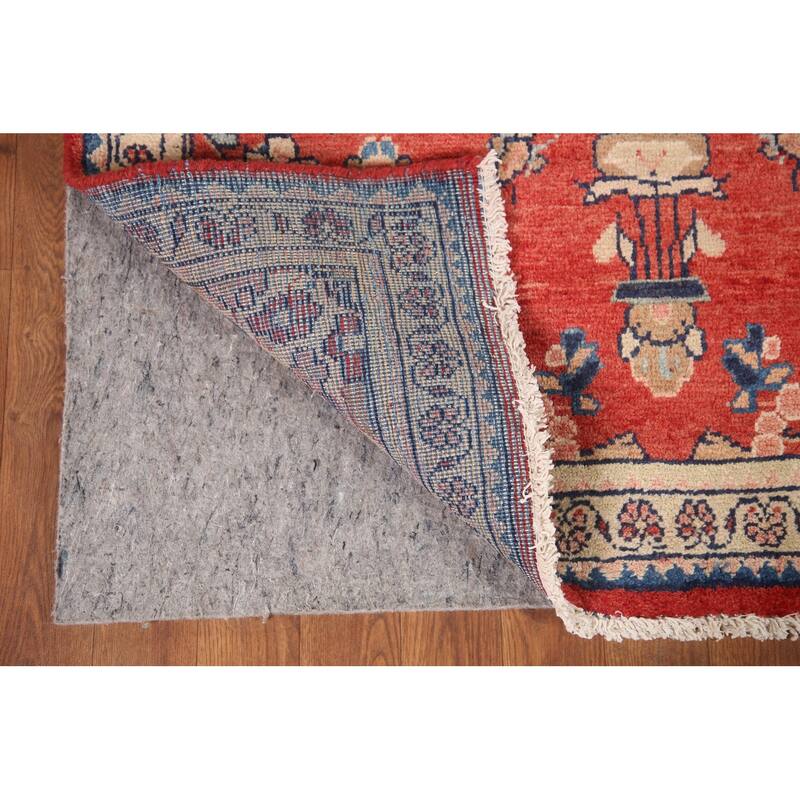 Hand Knotted Oriental 100% Wool Carpet Traditional Floral Red Mahal Runner Rug - 10' 3'' X 3' 4''