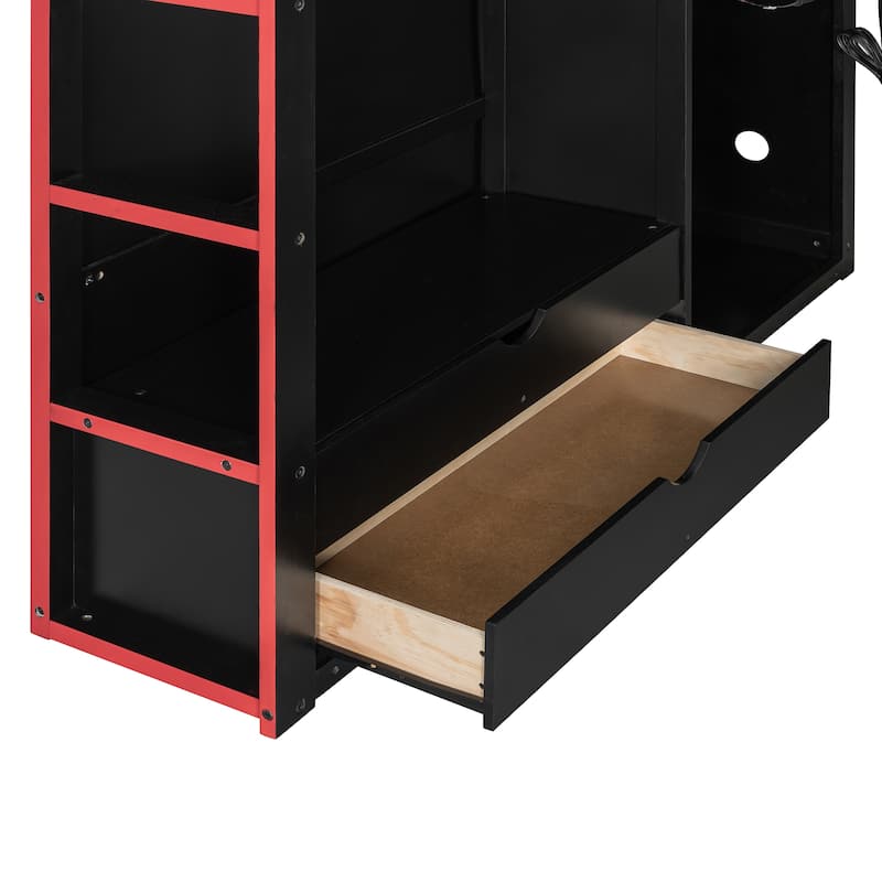Ultimate Gamer’s Loft Bed with Desk, Storage, and RGB LED Lights by Harper&Bright Designs