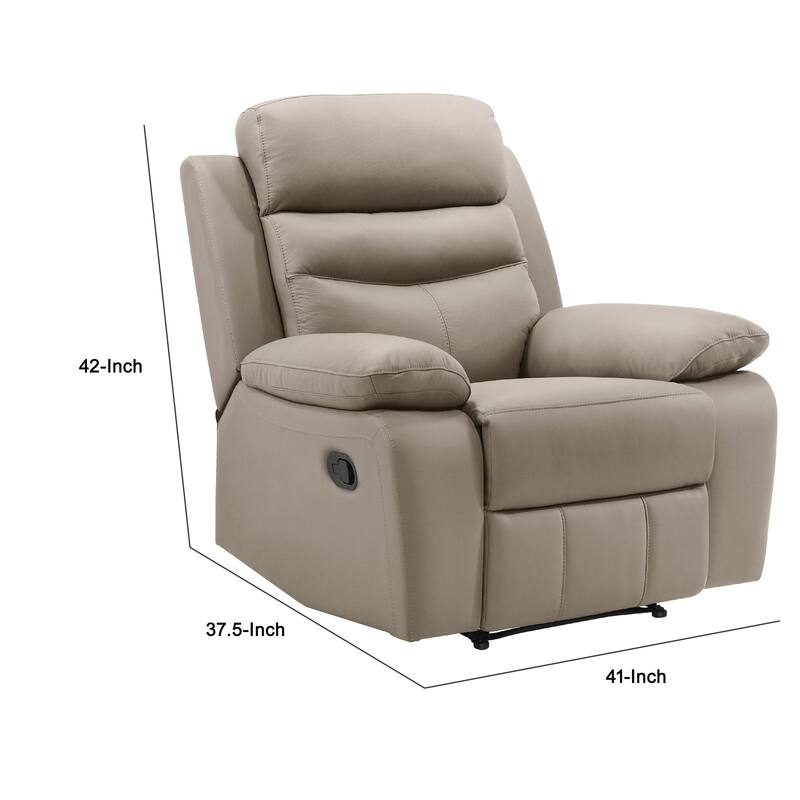 Hanna Manual Reclining Chair, Latte Brown Top Grain Leather Cushions