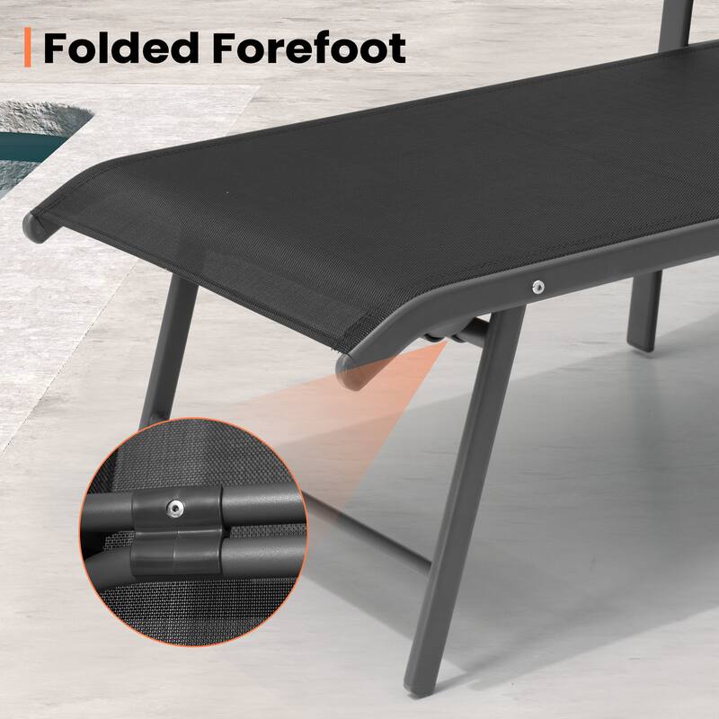 Pellebant Outdoor Patio Lounge Chairs Set Aluminum Adjustable Backrest with Side Table