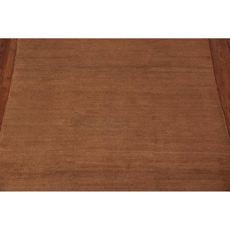 Brown Gabbeh Modern Area Rug Hand-Knotted Wool Carpet - 4'11" x 6'6"