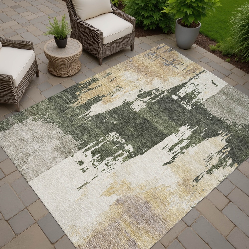Machine Washable Indoor/ Outdoor Contemporary Fusion Chantille Rug
