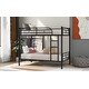 preview thumbnail 3 of 16, Black Twin over Twin Metal Bunk Bed with Fence & Ladder