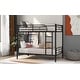 preview thumbnail 17 of 46, Twin over Twin Metal Bunk Bed with Fence and Ladder for Kids