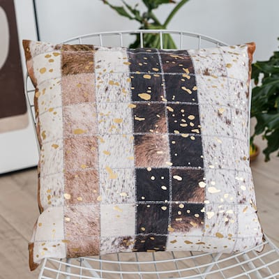 Faux Cow Printed Patchwork Velvet Pillow