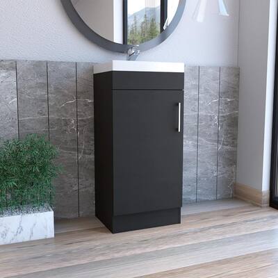 Sevilla Bathroom Vanity Sink With Metal Handles And Single Door Cabinet