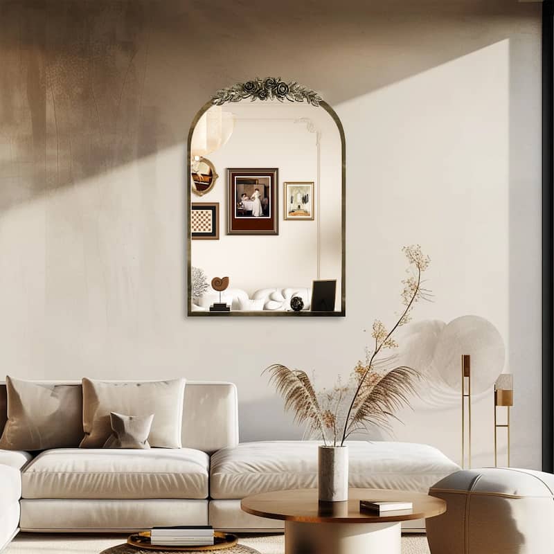 Antique Gold Traditional Arch Mirror Baroque Inspired Wall Decor