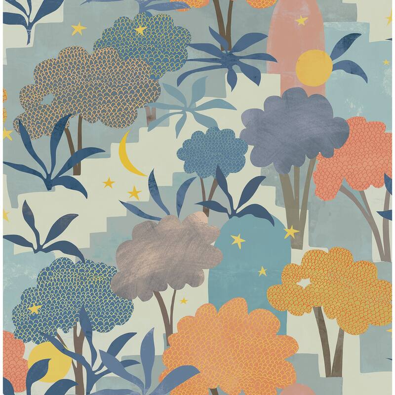Alja Horvat Blue Bohemian Walk Peel & Stick Wallpaper