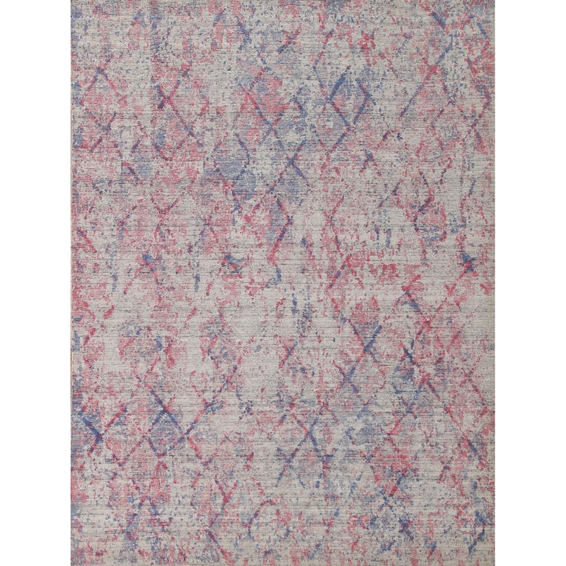 Trellis Abstract Modern Area Rug Handmade Wool Carpet - 8'0"x 10'0"