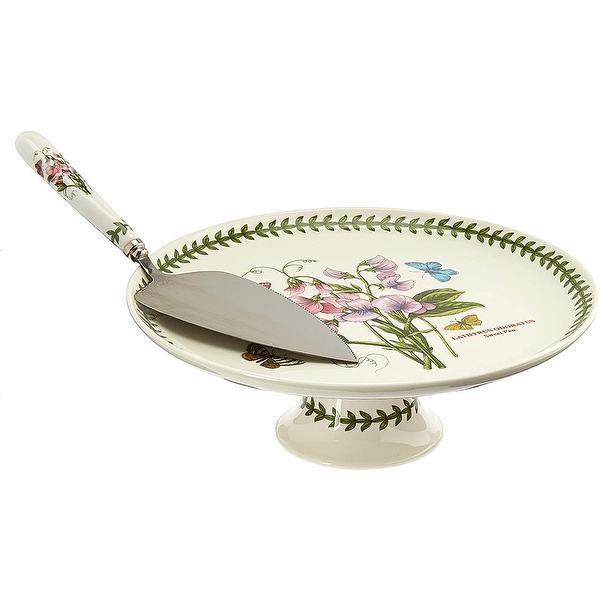 Portmeirion Botanic Garden Footed Cake Plate with Server 10