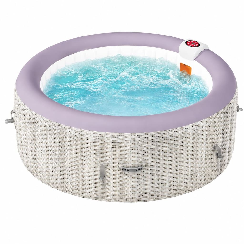 2-4 Person Inflatable Hot Tub 110 Jets Outdoor Spa Heats to 104°F with Cover & Cup Holders