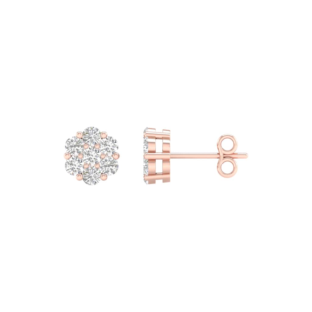 1/5ct-2ct TDW Diamond Cluster Stud Earrings in 10k Rose Gold for Women