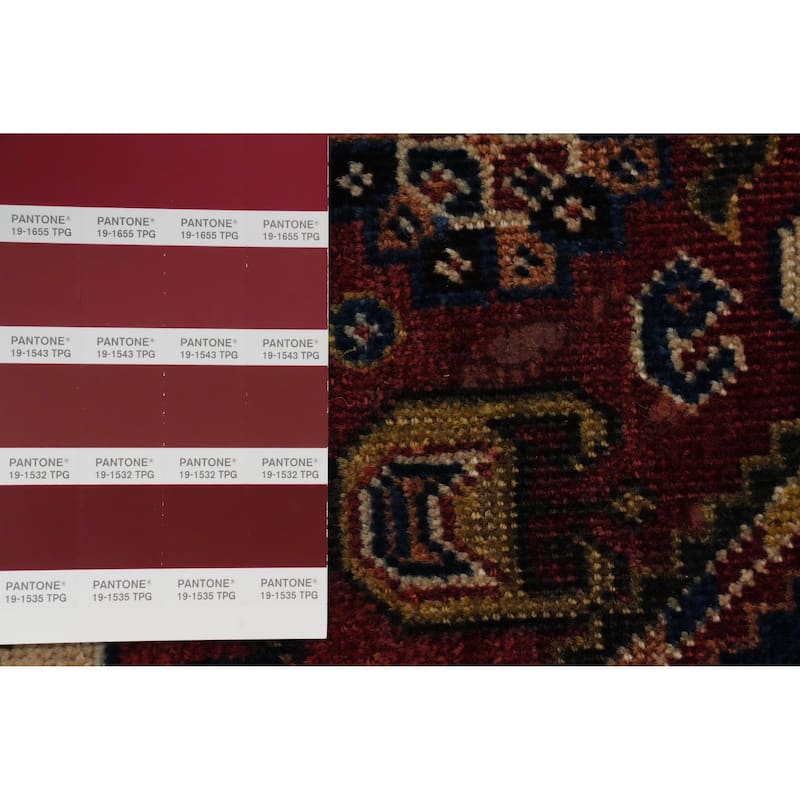 Hand Knotted Oriental 100% Wool Carpet Traditional Geometric Navy Blue & Blues Qashqai Area Rug - 8' 6'' X 5' 3''