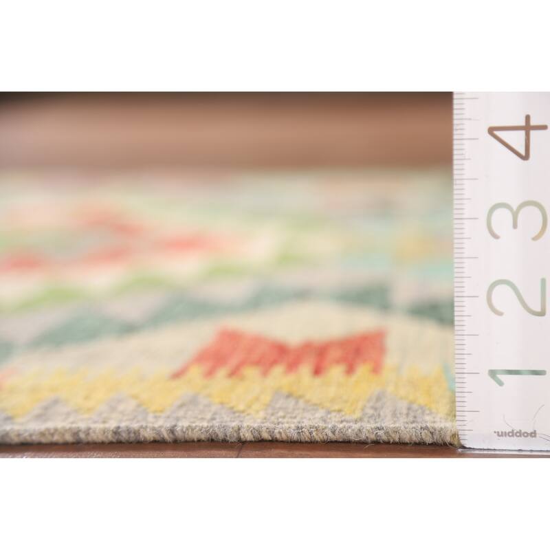 Hand Woven Oriental 100% Wool Carpet Southwestern Geometric Multi-Colored Kilim Runner Rug - 8' 2'' X 2' 8''