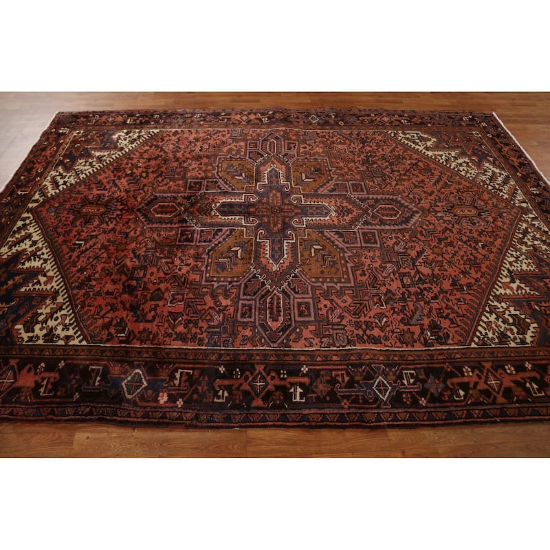 Vintage Traditional Geometric Heriz Persian Wool Area Rug Hand-knotted - 6'9" x 9'9"