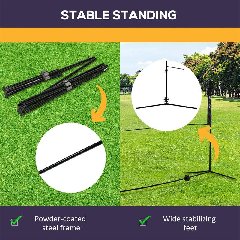 Portable Badminton Net Set with Adjustable Steel Frame Pickleball and Volleyball Included - 200.75" L x 40.5" W x 42.25" - 61" H