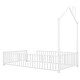 preview thumbnail 7 of 10, White Sturdy Metal Frame Twin Size House Floor Bed with Guardrail, No Included Slats