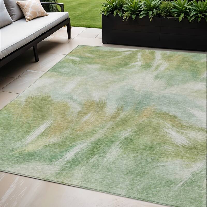 HomeRoots Abstract Transitional Rectangle Outdoor Rug - 5' X 8'