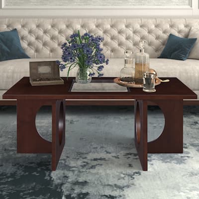 Rectangular Coffee Table with Clear Tempered Glass Top
