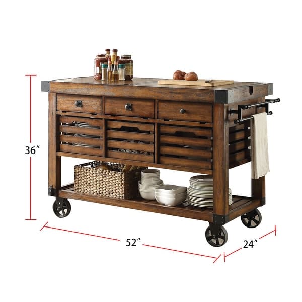 Kadri Distressed Chestnut Kitchen Cart