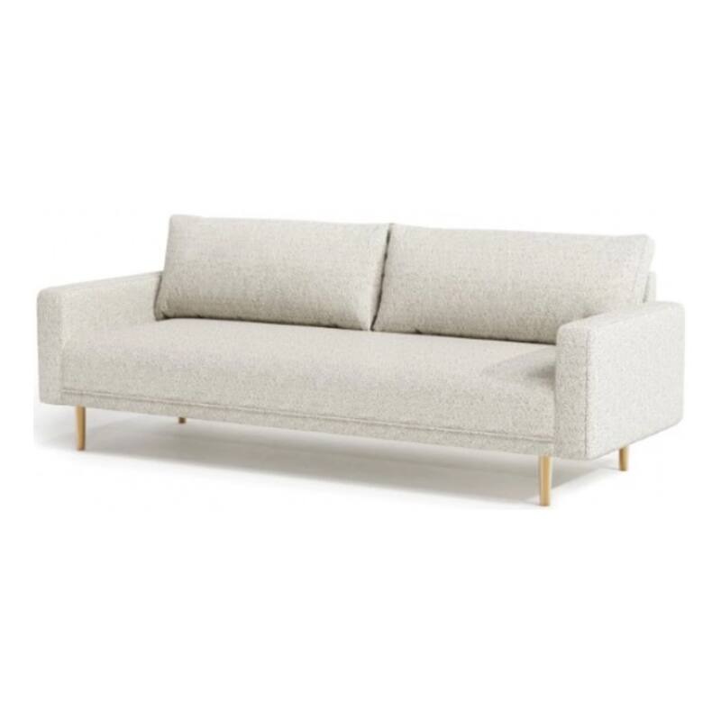 Remy Sofa, Off White Boucle, Bench Style Seat with Track Arms, 83 Inch
