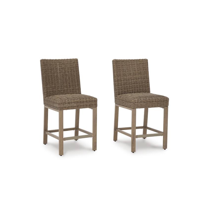 Signature Design by Ashley Walton Bridge Driftwood Outdoor Bar Stool (Set of 2) - 20.38" W x 26.88" D x 44.5" H