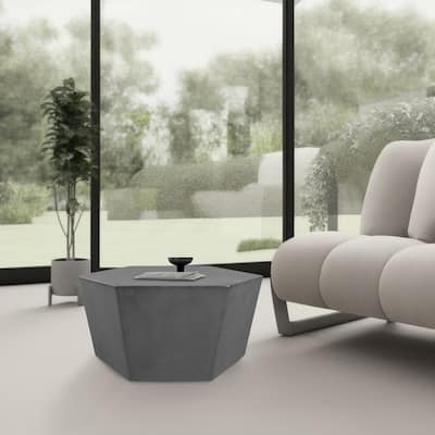 Patio Watcher 28 Inches Hexagonal Concrete Side Table for Indoor and Outdoor Use - 28" x 28"