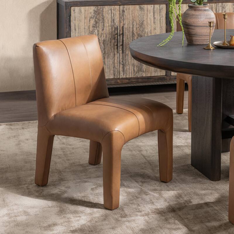 Liliana Top Grain Leather Dining Chair - Dining Height - Tan - Single