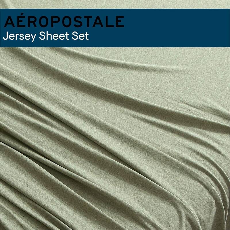 Aeropostale Super Soft Heather Green Jersey Knit Sheet Set All-Season Comfort