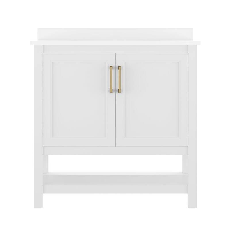 Bathroom Vanity with Undermount Sink and Open Storage Shelf