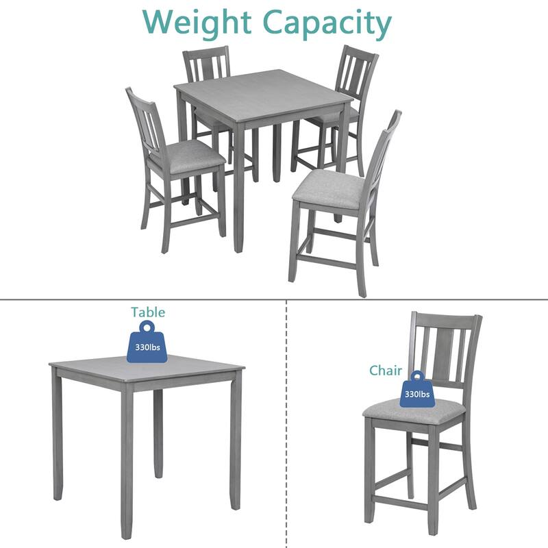 Dining Table Set,Wooden Dining Square Table,Kitchen Table Set,5PCS