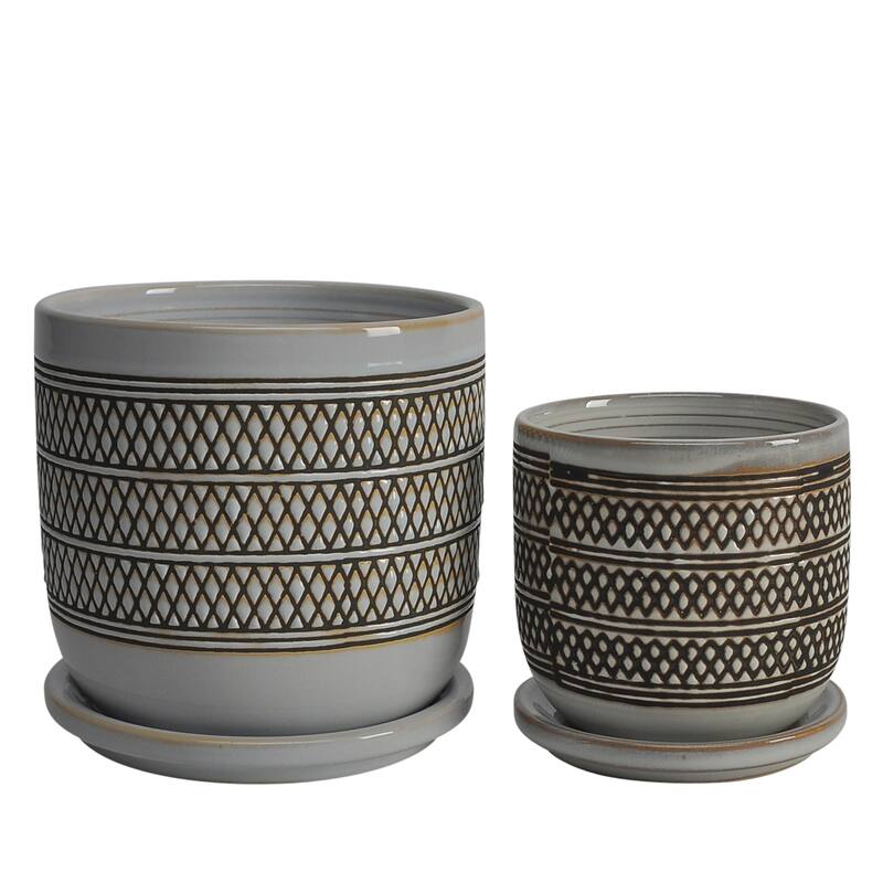 Sagebrook Home Ceramic Planter with Saucer