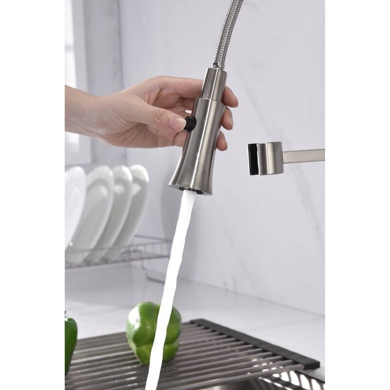 UltraFaucets Euro Collection Spring Spout Kitchen Faucet With Pull-Down Spray