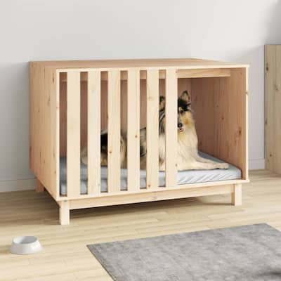vidaXL Dog House Natural Wood Solid Pine Wood Medium Durable Dog House