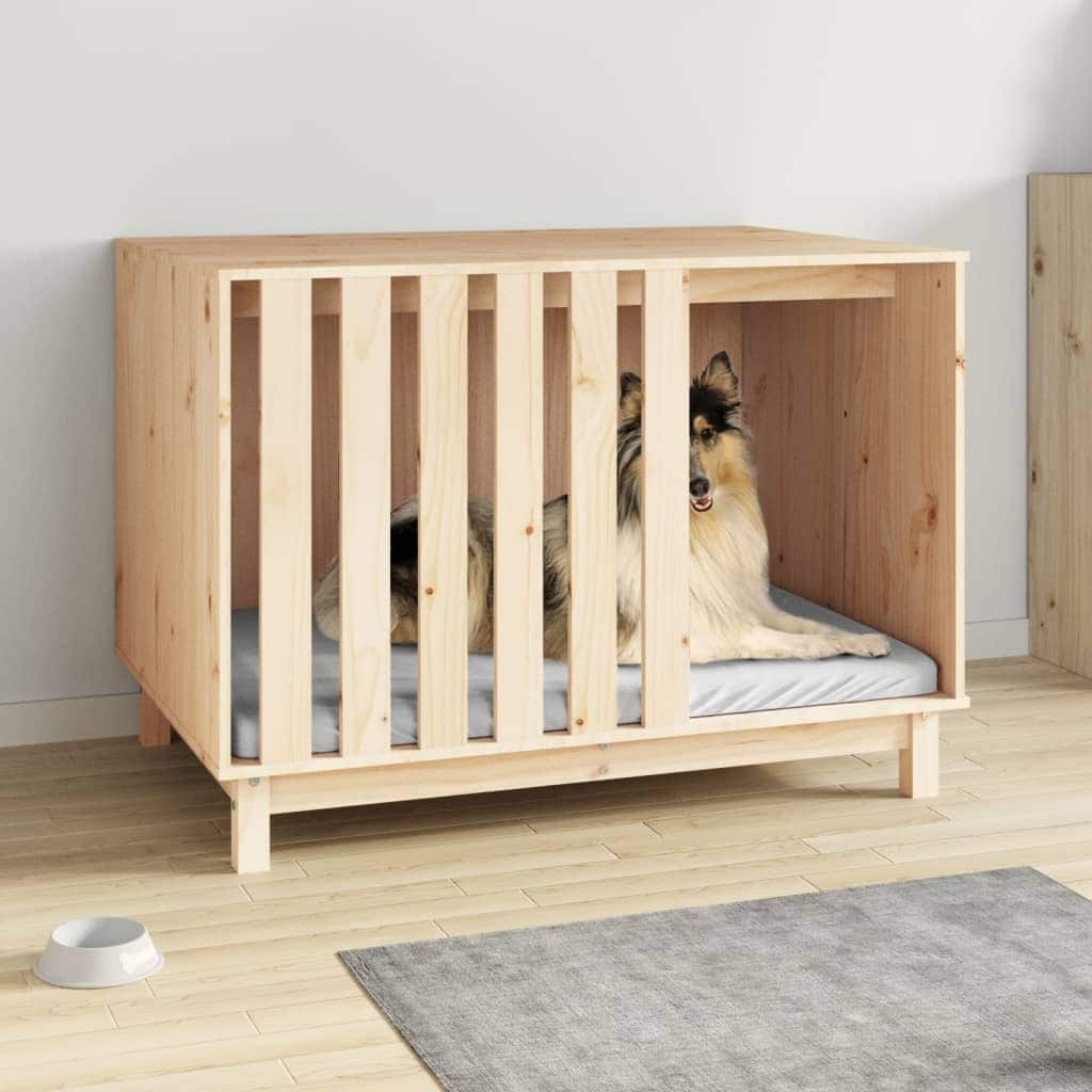 vidaXL Dog House Natural Wood Solid Pine Wood Medium Durable Dog House