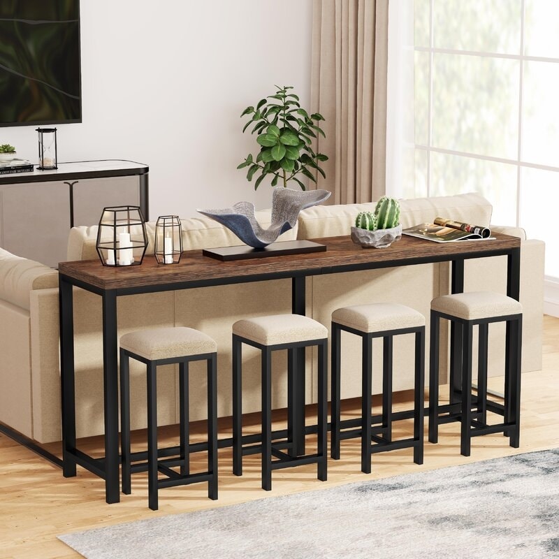 Catalin 71 Rustic Brown Rectangle Wood Console Table With Storage